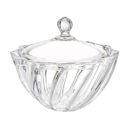 Set 2 Bombonera Azucarera Dalia Chica Vidrio Cristal C/tapa Color Transparente