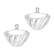 Set 2 Bombonera Azucarera Dalia Chica Vidrio Cristal C/tapa Color Transparente