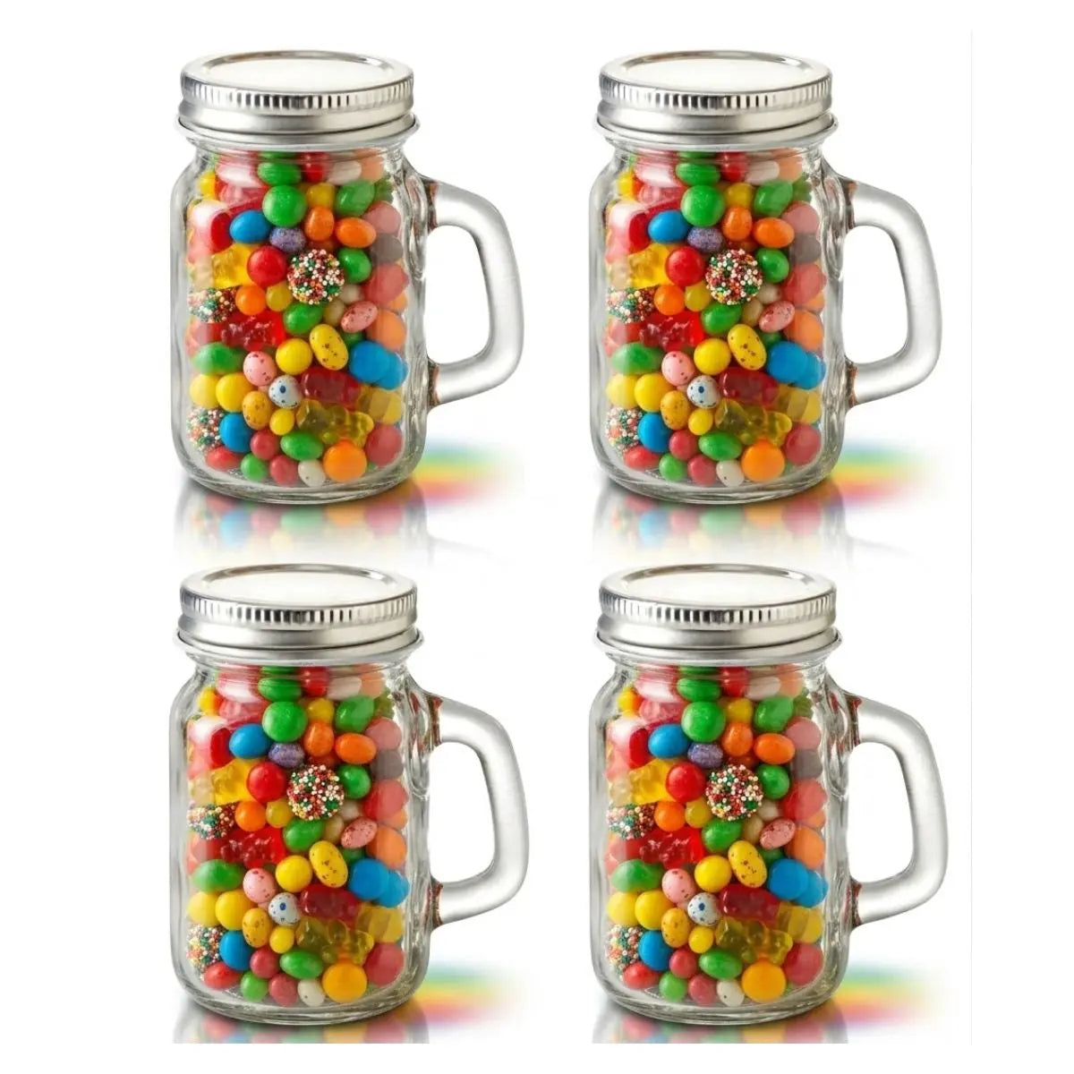 Set 4 Mini Mason Tapa Cerrada Frasco Tarro Vidrio 120 Ml Transparente