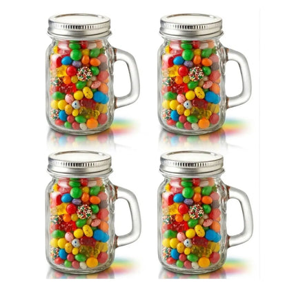 Set 4 Mini Mason Tapa Cerrada Frasco Tarro Vidrio 120 Ml Transparente
