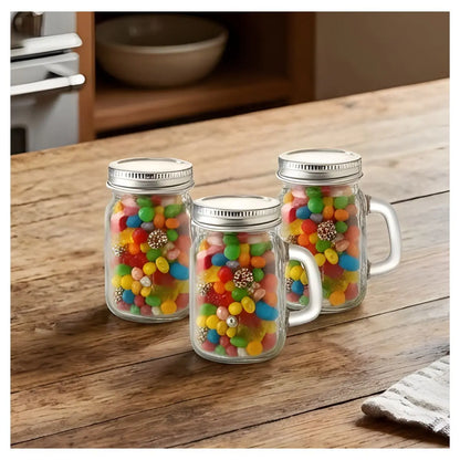 Set 4 Mini Mason Tapa Cerrada Frasco Tarro Vidrio 120 Ml Transparente