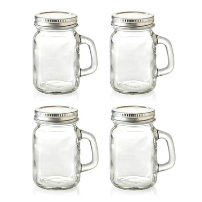 Set 4 Mini Mason Tapa Cerrada Frasco Tarro Vidrio 120 Ml Transparente