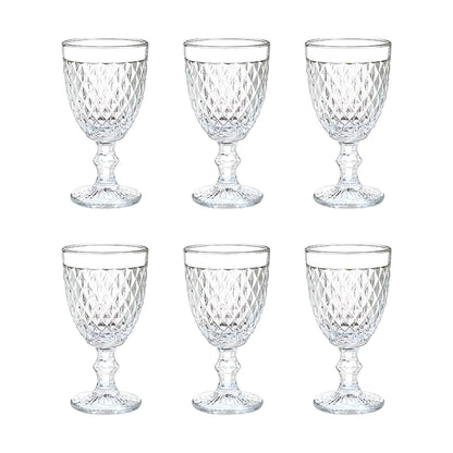 Juego 6 Copas De Vino Agua Valeria Vidrio Labrado 320 Ml Color Transparente
