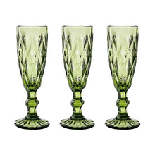 3 Copas Cristal Vino Flauta Libia Grande 170ml Color Color Olivo