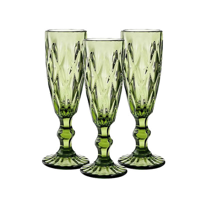 3 Copas Cristal Vino Flauta Libia Grande 170ml Color Color Olivo