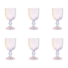 Juego 6 Copas Cristal Labrado Astriado Ondulado 370ml Tornasol