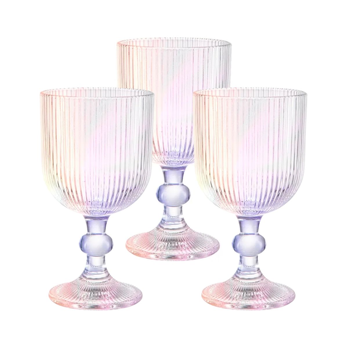 Juego 6 Copas Cristal Labrado Astriado Ondulado 370ml Tornasol