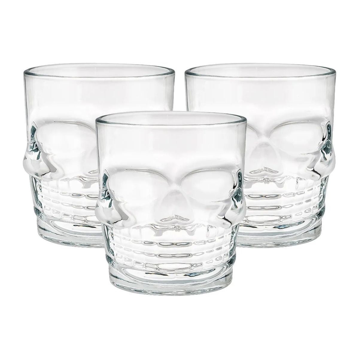 Set 6 Vasos Double Old Fashion Calavera Vidrio Whisky Color Transparente