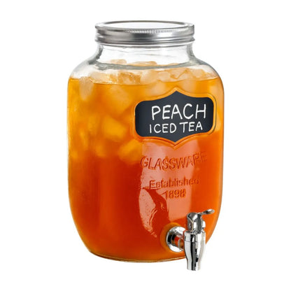 Dispensador Bebidas Vitrolero Vidrio 4l Etiqueta Negra Transparente