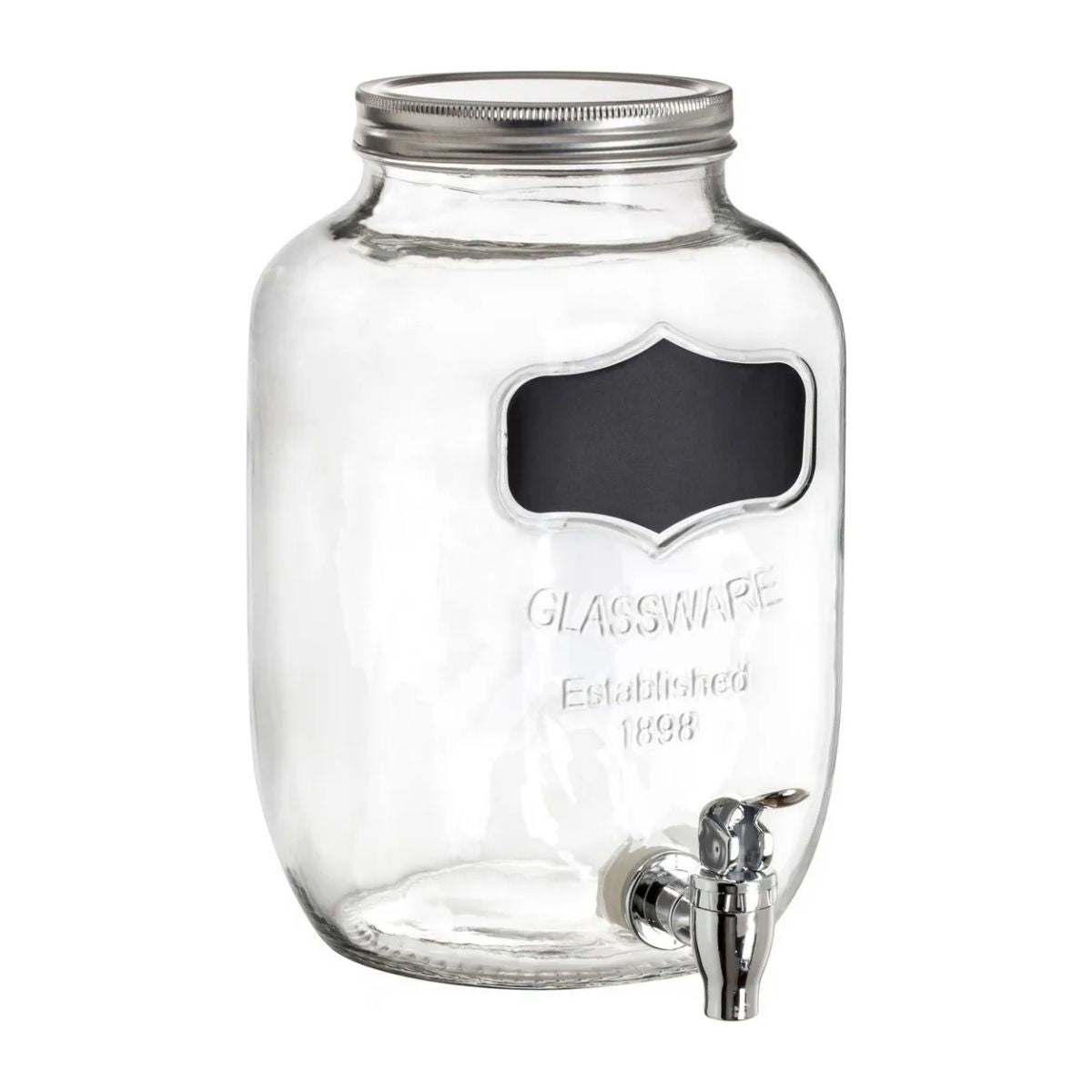 Dispensador Bebidas Vitrolero Vidrio 4l Etiqueta Negra Transparente