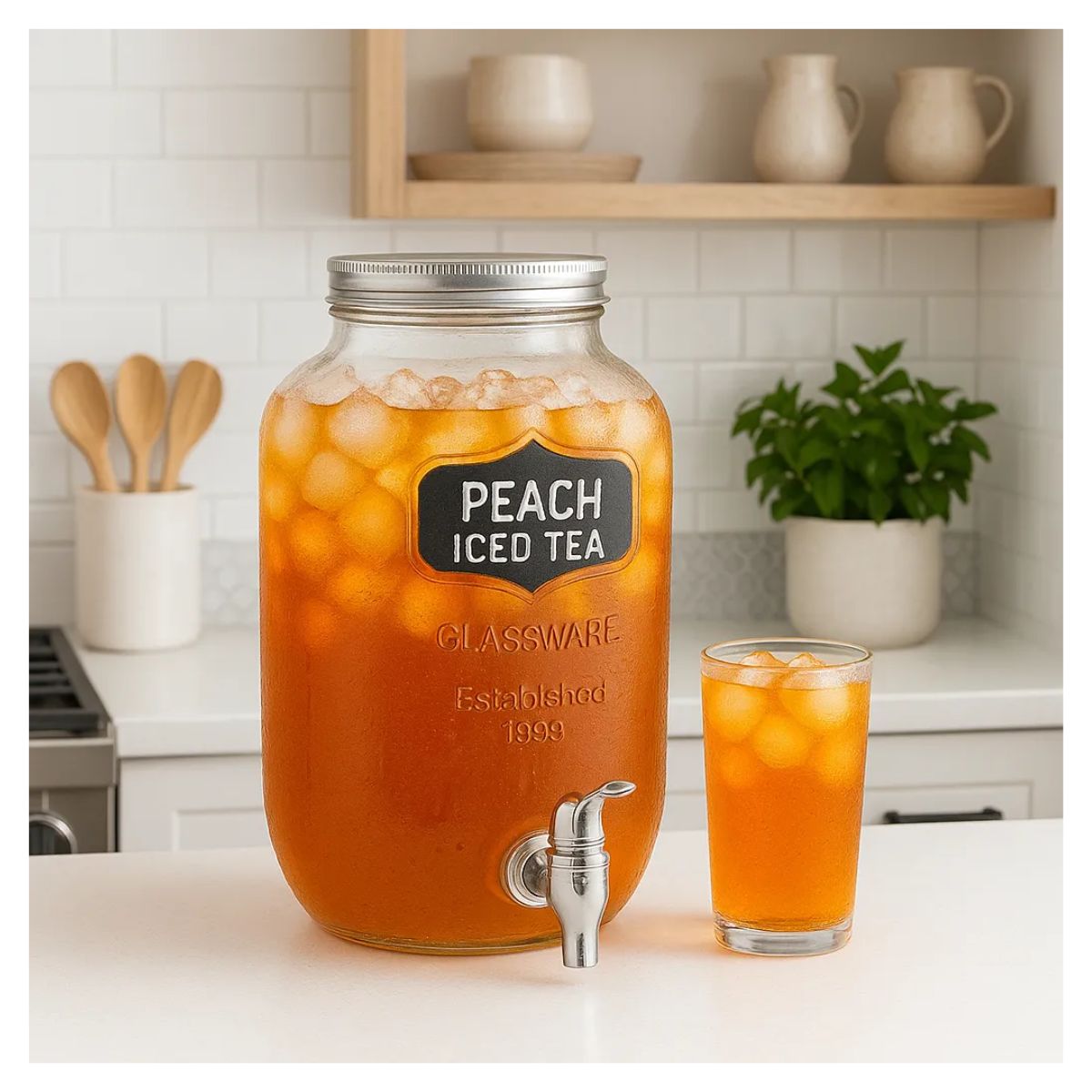 Dispensador Bebidas Vitrolero Vidrio 4l Etiqueta Negra Transparente