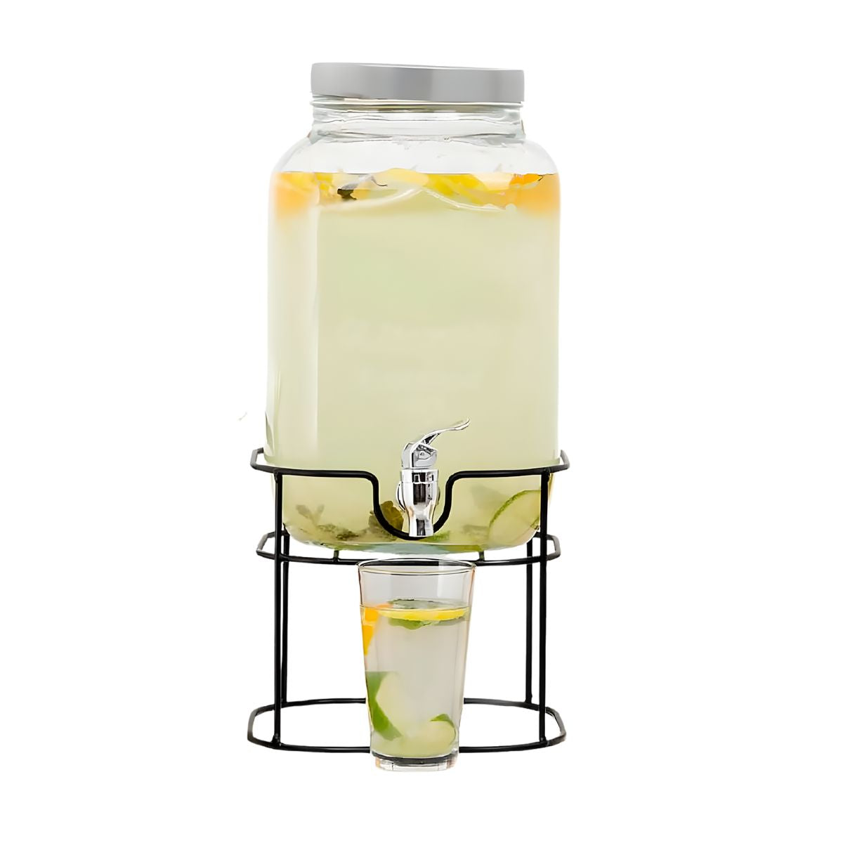 Dispensador Bebidas Con Base 5 Lt Vitrolero Vidrio Vintage Drink Lab