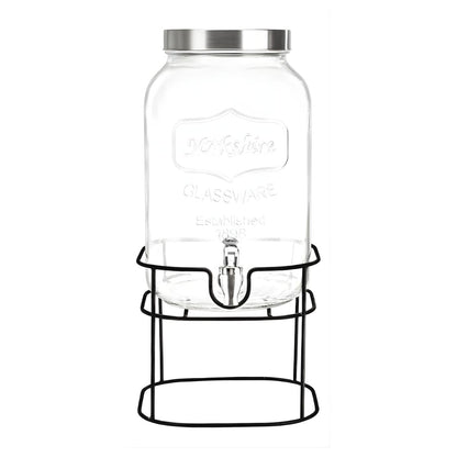 Dispensador Bebidas Con Base 5 Lt Vitrolero Vidrio Vintage Drink Lab