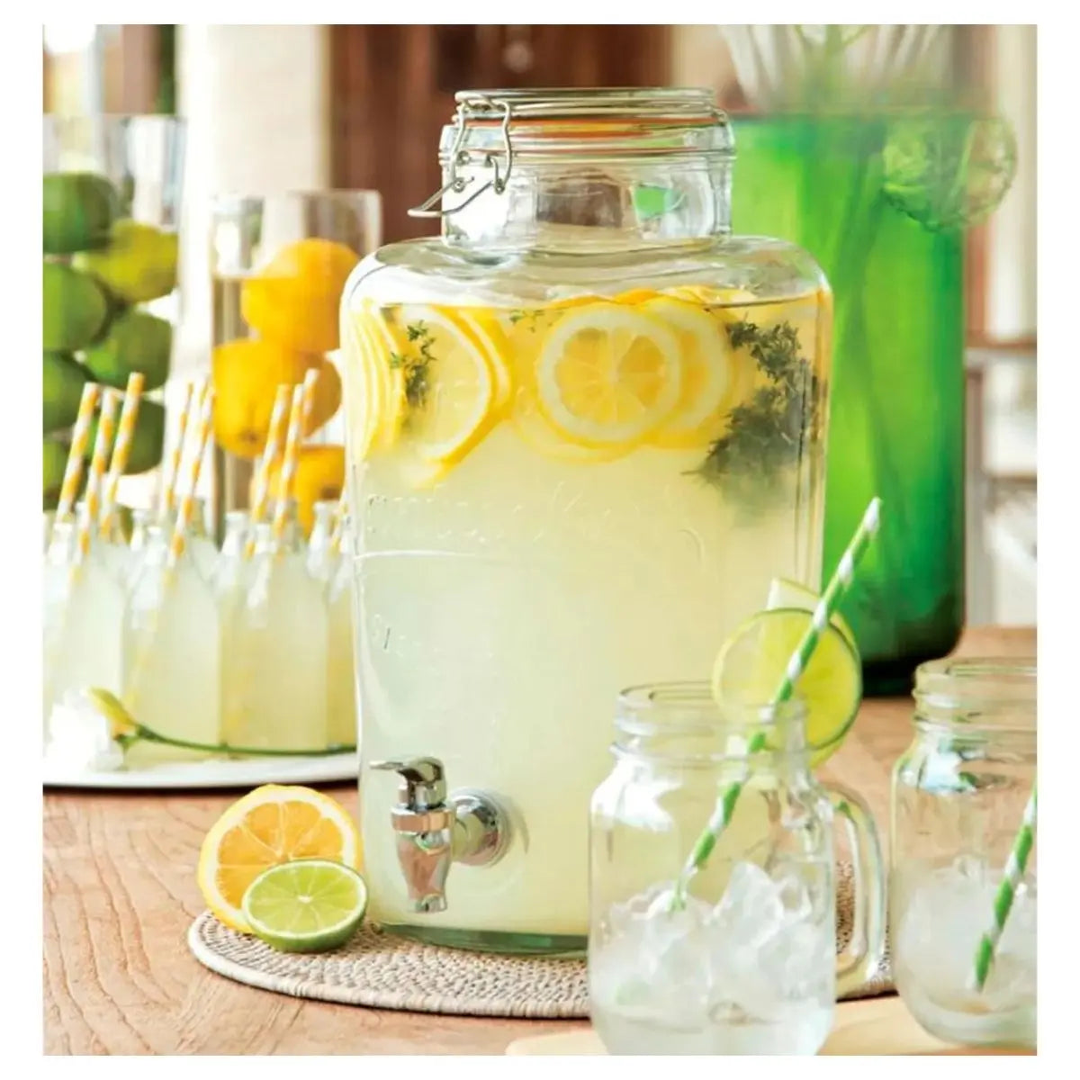 Dispensador Vitrolero De Vidrio Labrado Con Tapa De Clip 8l Color cristalino Vittori