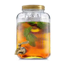 Dispensador Agua Vintage Vidrio 5l Acanalado Color Transparente