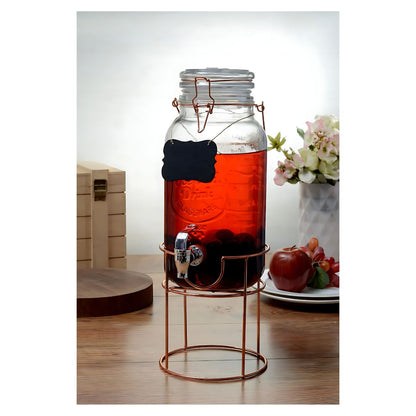 Dispensador De Agua Vidrio 3.5l Tapa De Clip Base De Metal