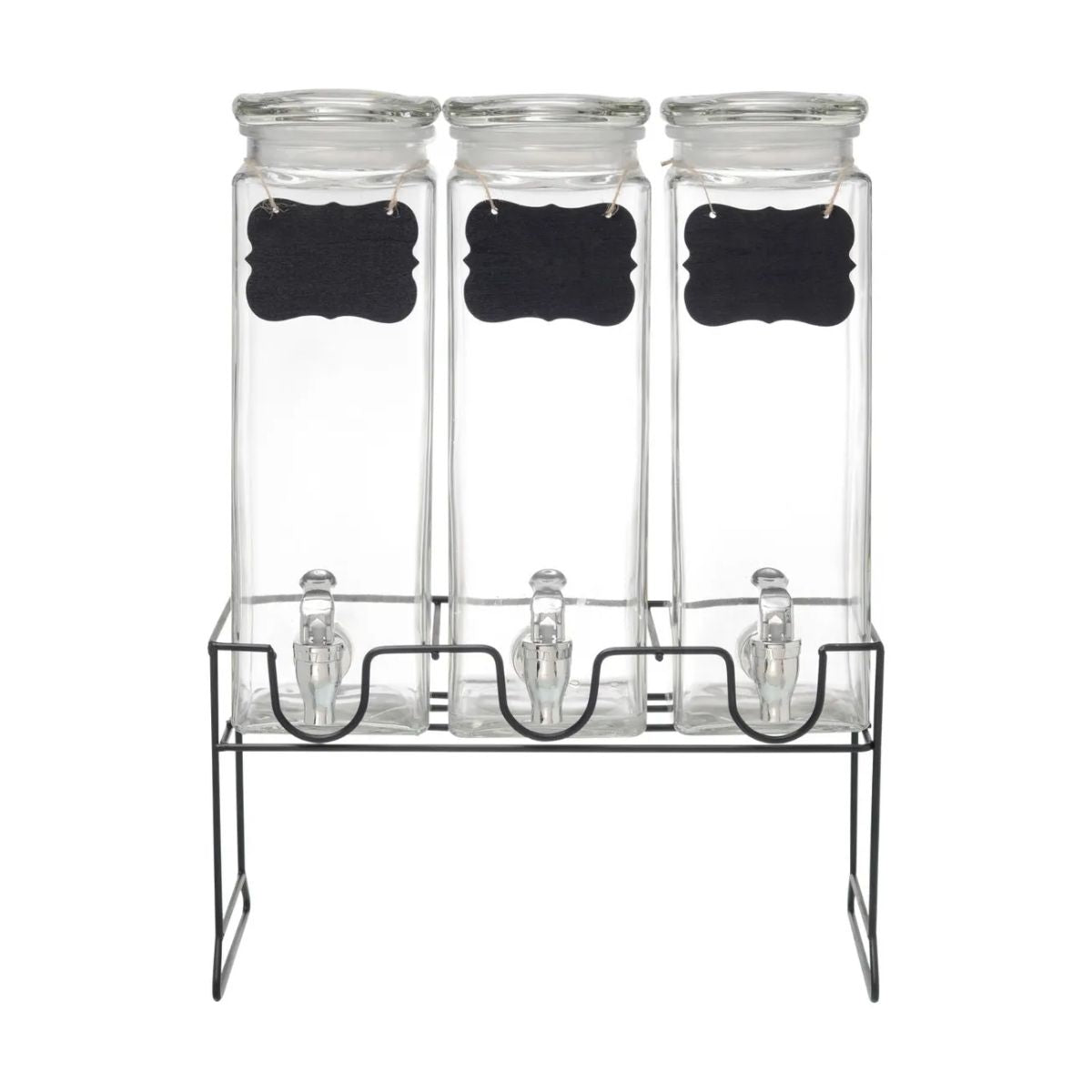 Dispensador De Bebidas Vidrio Tapa Hermética 2.5 Lts Set 3pz