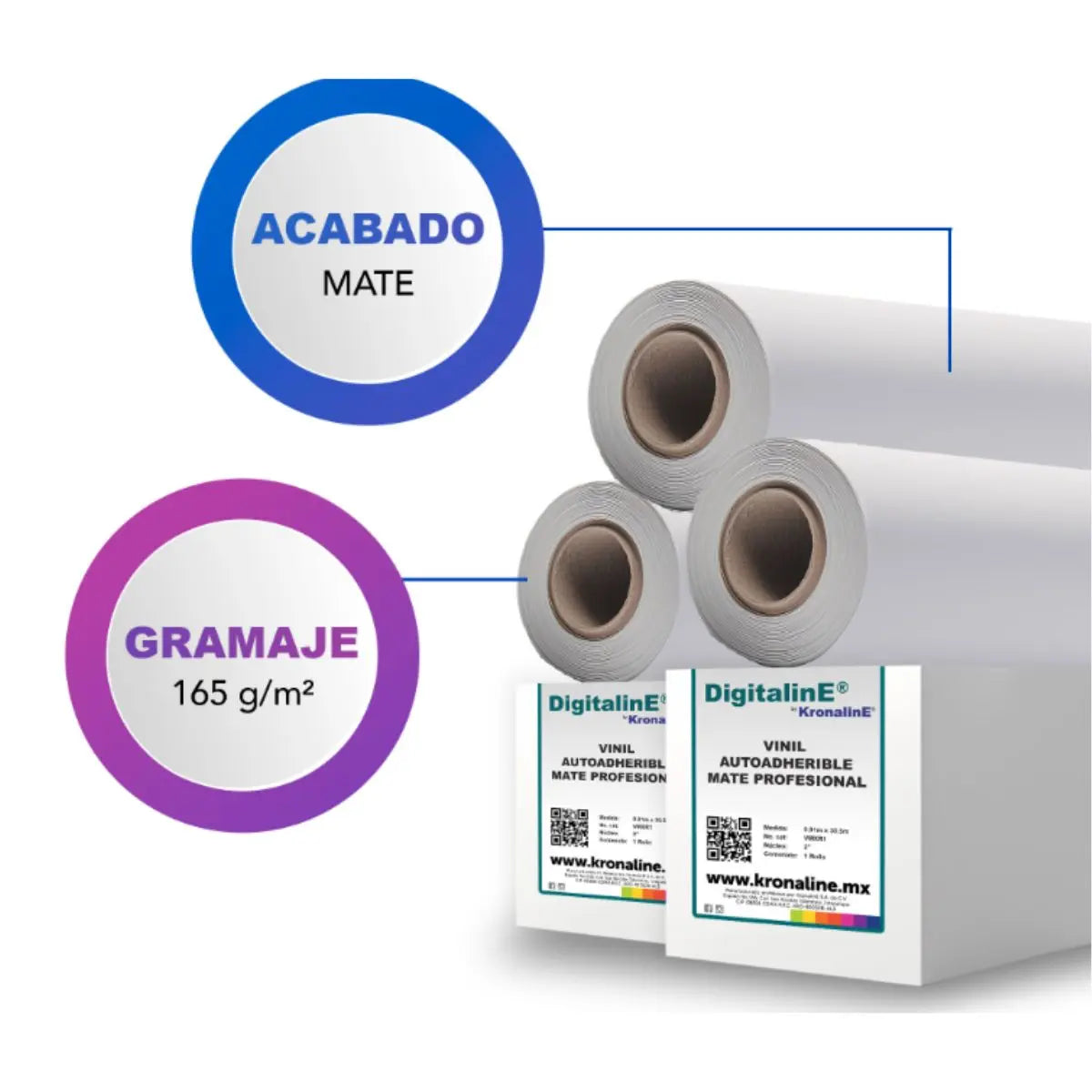 Vinil Autoadherible Mate Profesional Kronaline Vmxr10 0.61 x 30.5 m 3 PIEZA - Kronaline - vista lateral