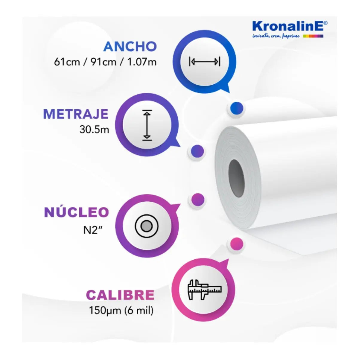 Vinil Autoadherible Mate Profesional Kronaline Vmxr10 0.61 x 30.5 m 3 PIEZA - Kronaline - detalle