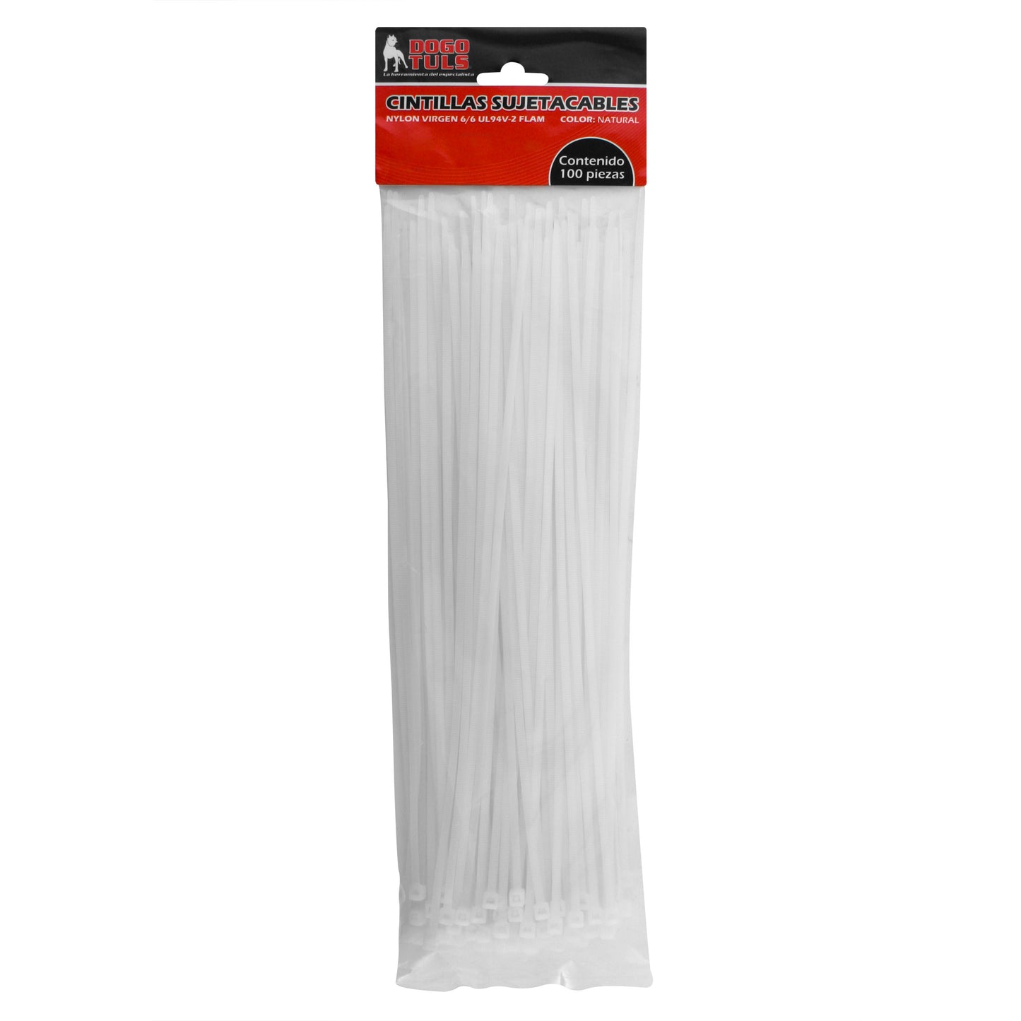 Pack 100 piezas Cincho Sujetacable 12" Dogotuls Natural, Nylon virgen