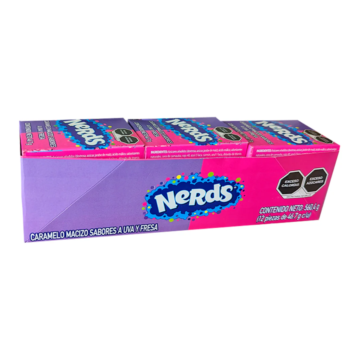 Caja Caramelo Macizo Uva/fresa Wonka Nerds Display C/12 Pz