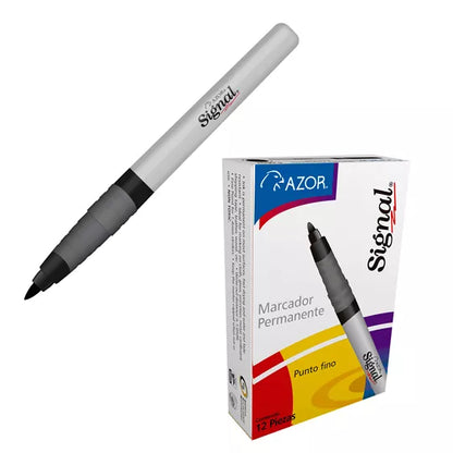 Marcadores Azor Permanente Signal Fino Punta Bala 12 Piezas Elegir Color