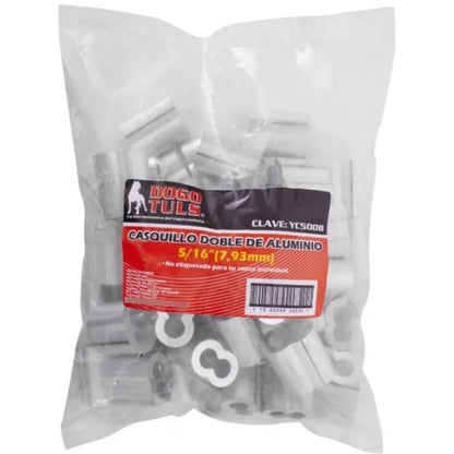 50pz Casquillo Aluminio Doble 1/4" Dogotuls Acero Cable