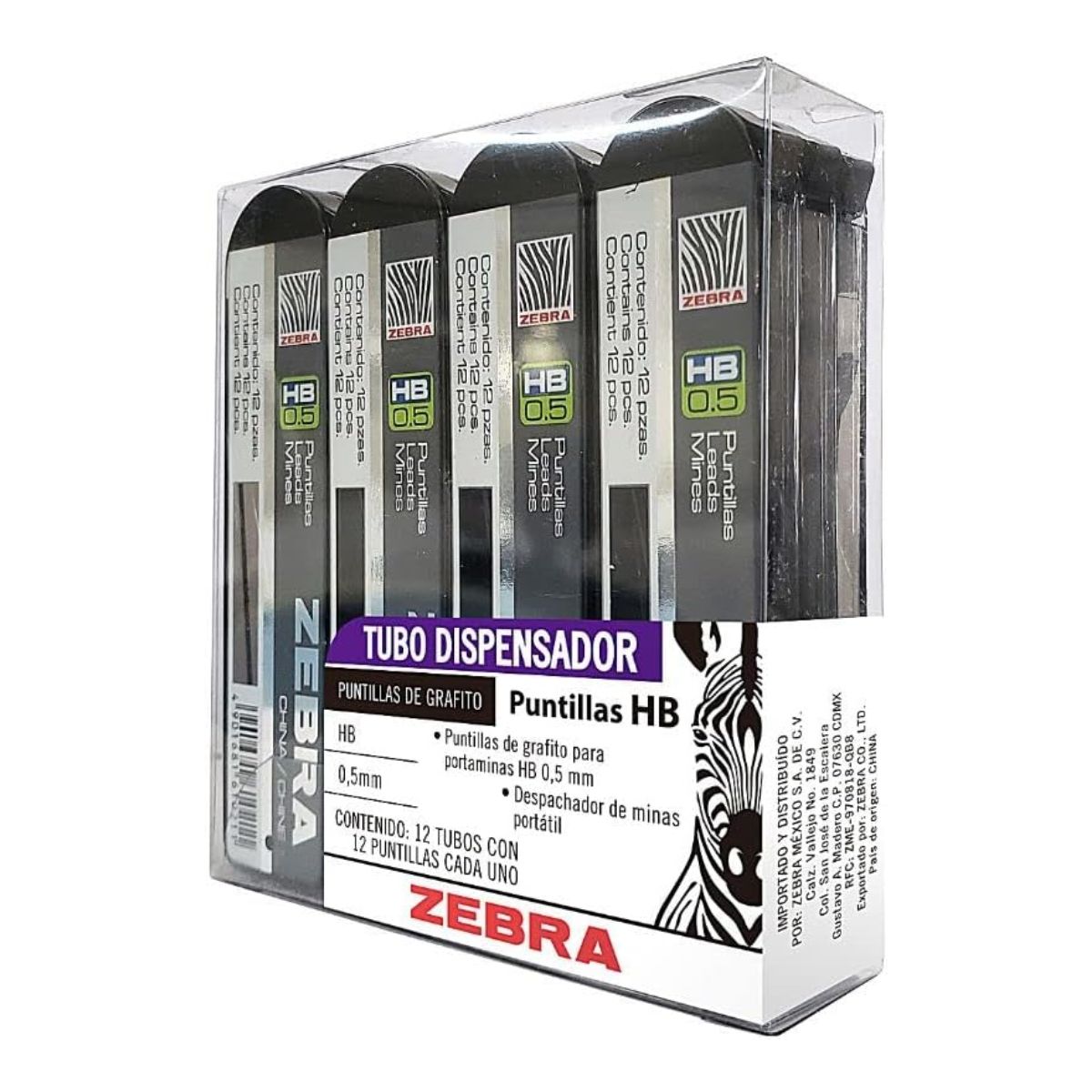 Pack 12 Tubos Puntillas Zebra Hb 0.5mm 12 Puntillas C/ Tubo
