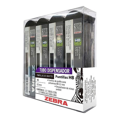 Pack 12 Tubos Puntillas Zebra Hb 0.5mm 12 Puntillas C/ Tubo