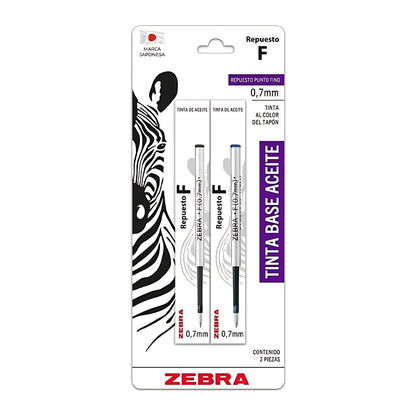 2 Repuestos F Boligrafos Zebra 0.7mm Tinta Gel Negro Y Azul