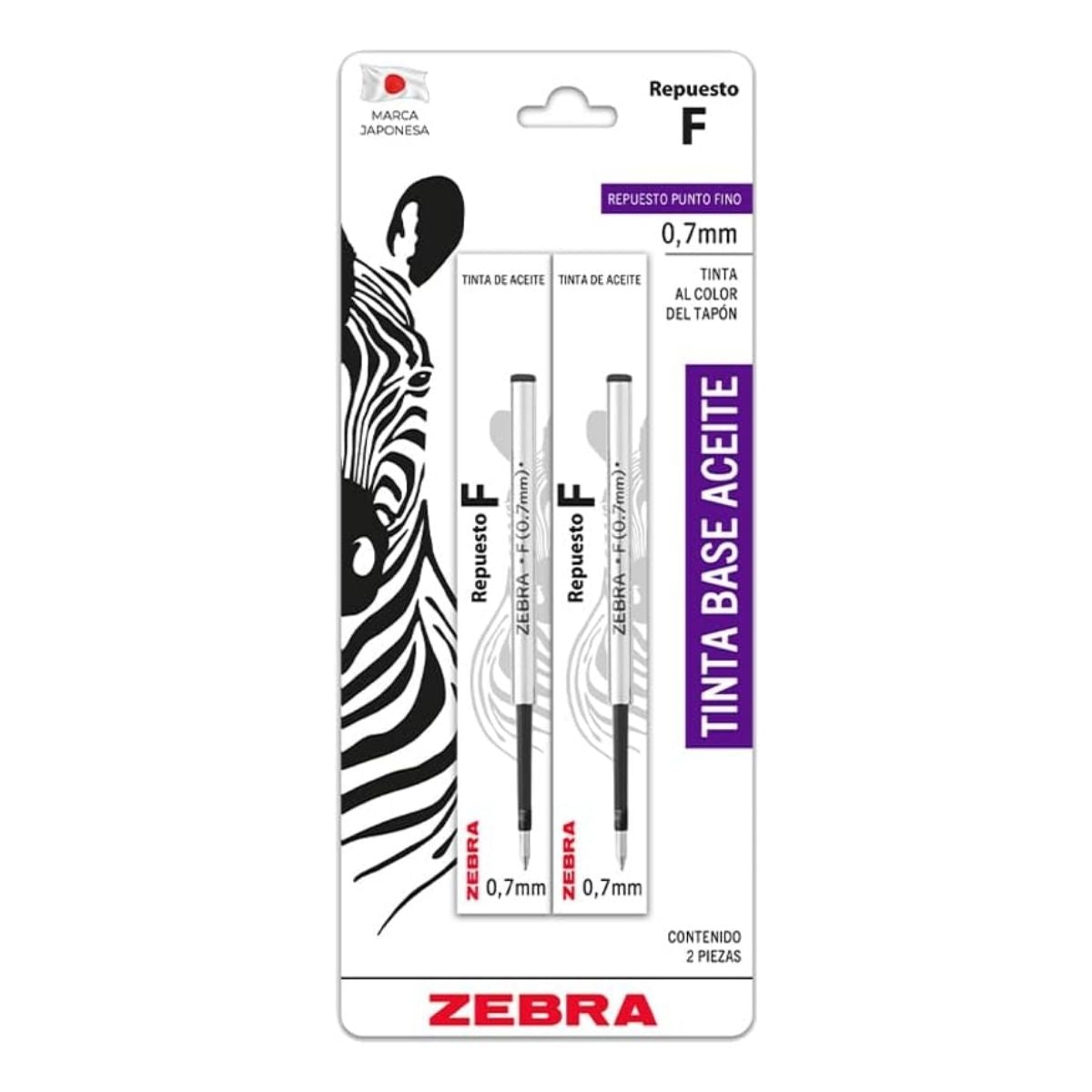 2 Repuestos F Boligrafos Zebra 0.7mm Tinta Gel Color Negro