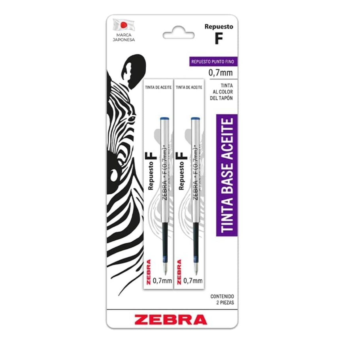 2 Repuestos F Boligrafos Zebra 0.7mm Tinta Gel Color Azul