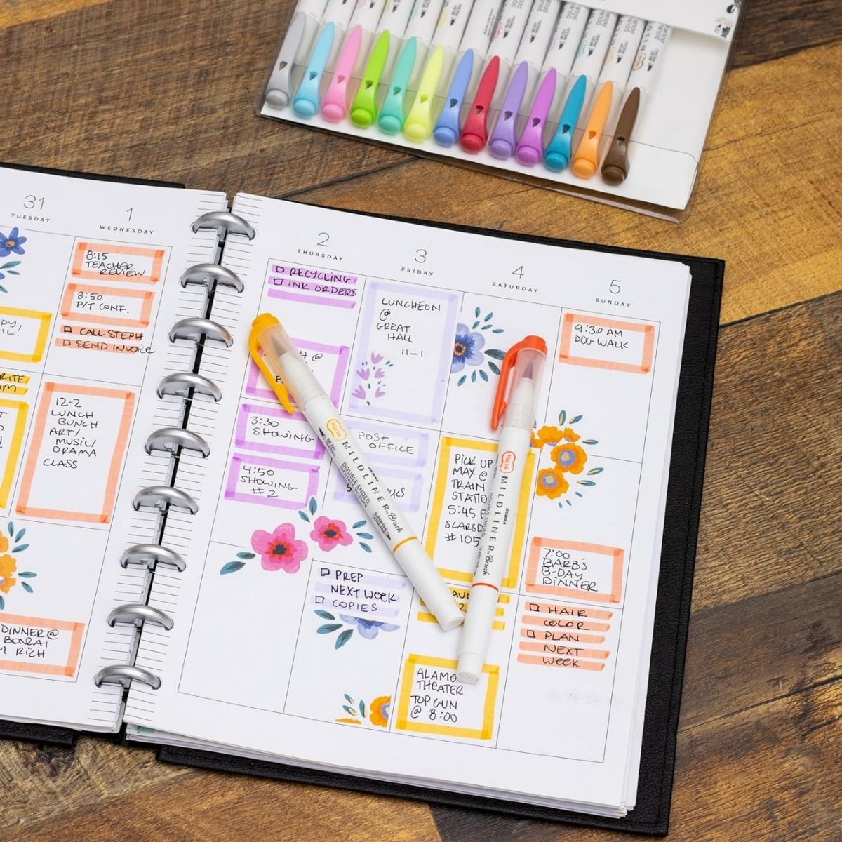 15 Marcadores Mildliner Brush Pen Zebra Doble Punta Pincel Zebra