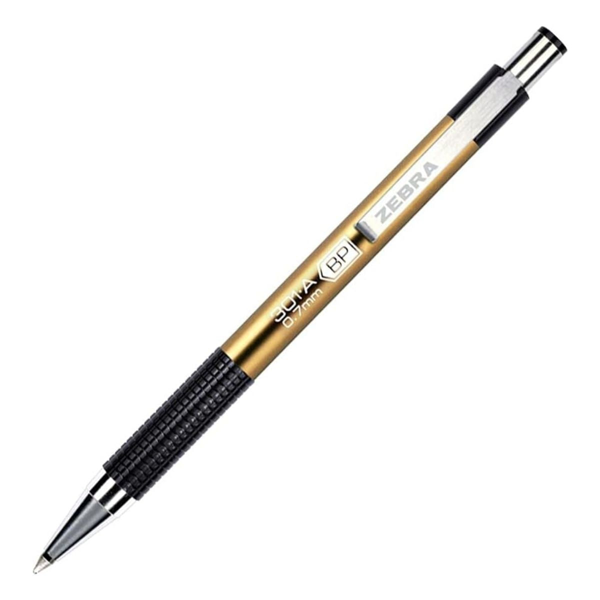 Boligrafo Retractil F-301 A Zebra Punto Fino 0.7 Mm Oro