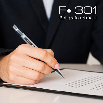 Bolígrafo Retractil F-301 Zebra Punto Fino 0.7 Mm Negro