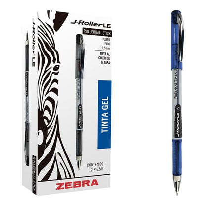 12 Boligrafos Gel J-roller Le Zebra Tinta Azul 0.5 Mm Zebra