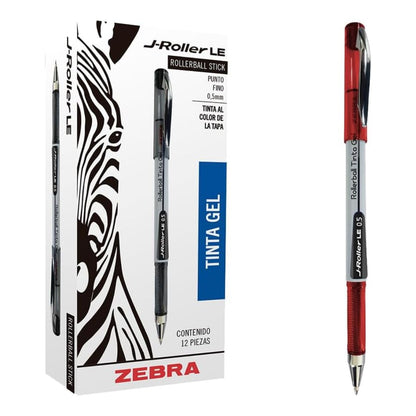12 Boligrafos Gel J-roller Le Zebra Tinta Roja 0.5 Mm Zebra
