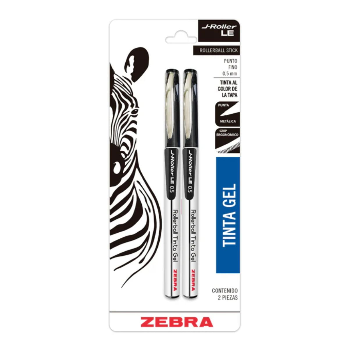 2 Boligrafos Gel J-roller Le Zebra Tinta Negra 0.5 Mm