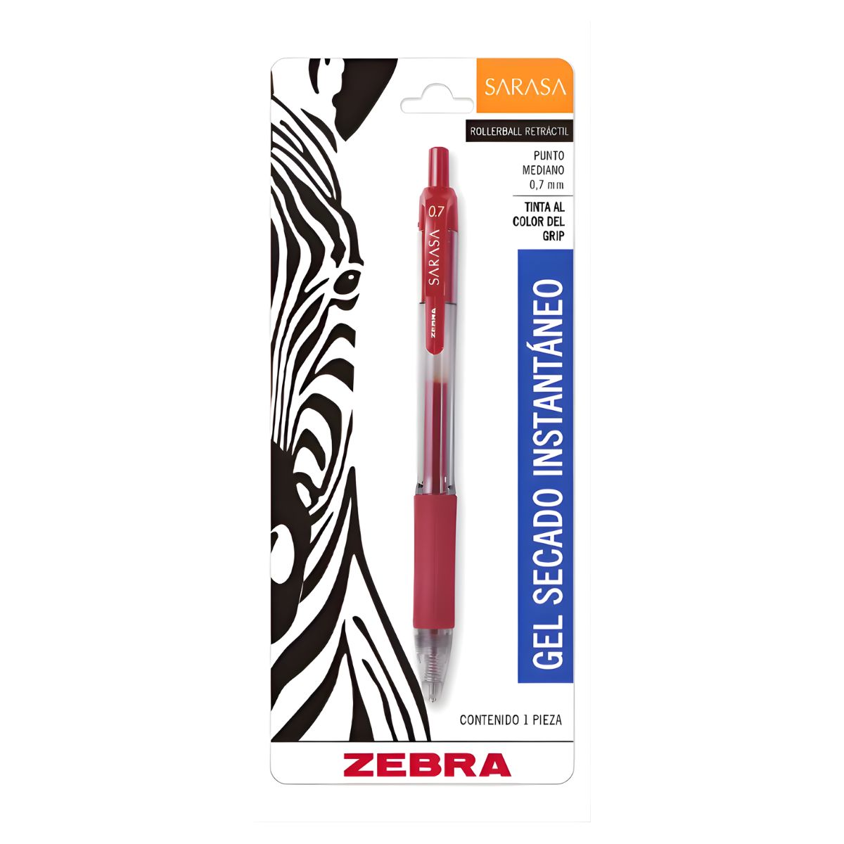 Boligrafo Retractil Sarasa Zebra Tinta Roja Gel 0.7mm Rojo