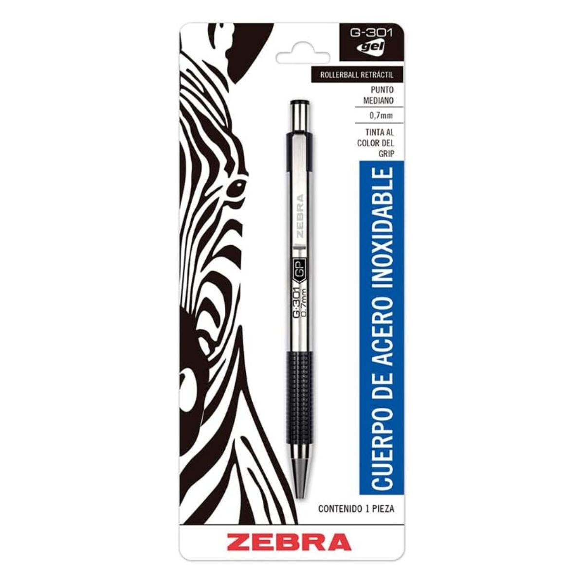 Boligrafo Gel Retractil G-301 Zebra Tinta Negra 0.7 Mm