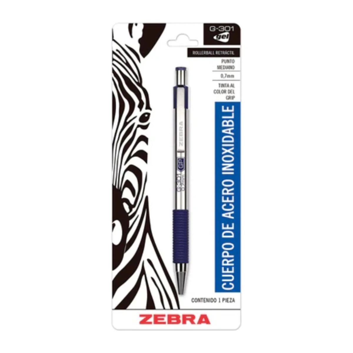 Boligrafo De Gel Retractil Zebra Aluminio Rollerball 0.7 Mm Color de la tinta Azul