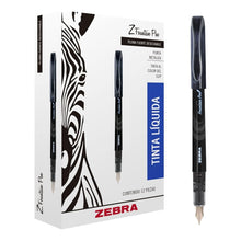 Pack 12 Pluma Fuente Z Fountain Pen Zebra Punta Metal Negro