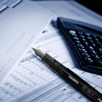 Pack 12 Pluma Fuente Z Fountain Pen Zebra Punta Metal Negro