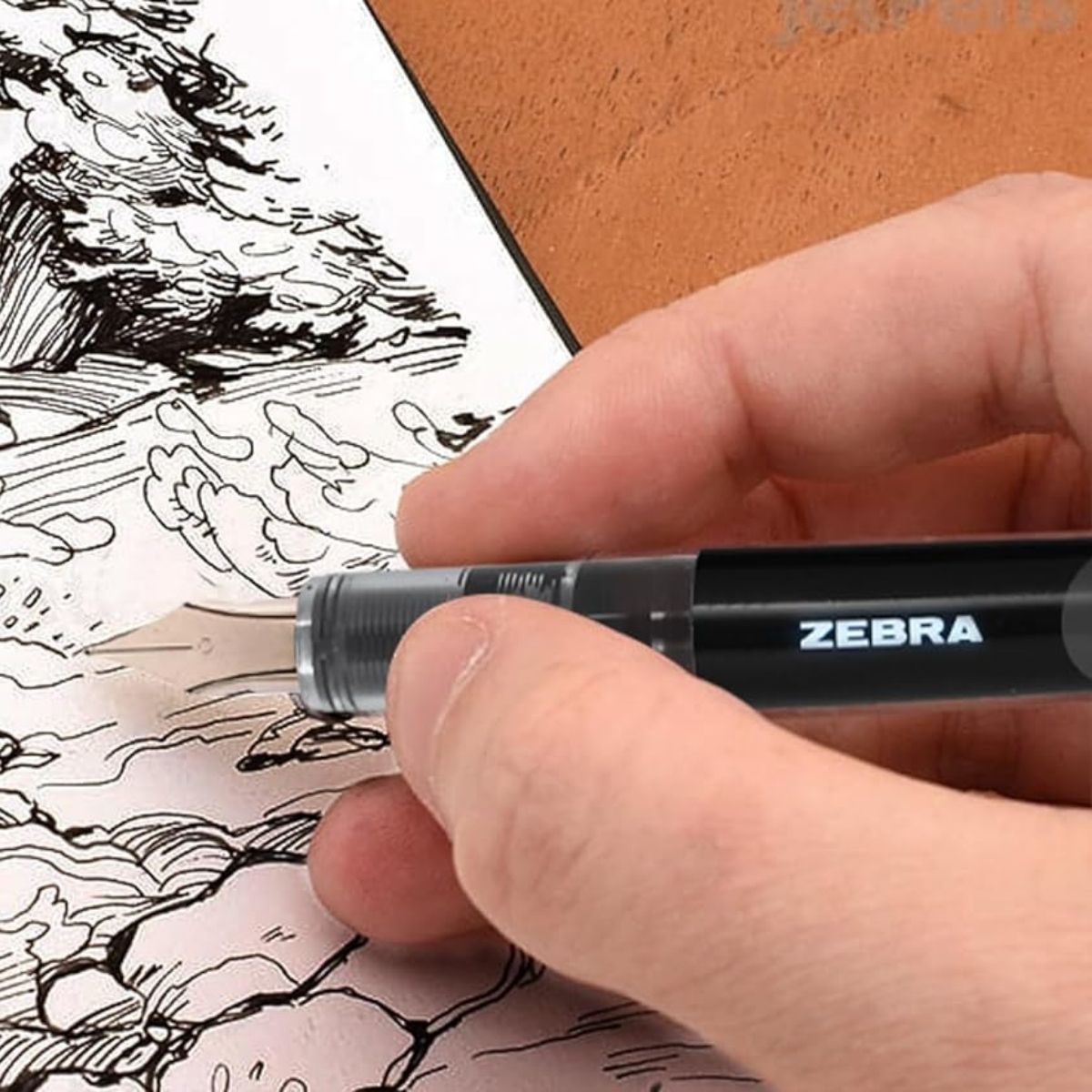 Pack 12 Pluma Fuente Z Fountain Pen Zebra Punta Metal Negro