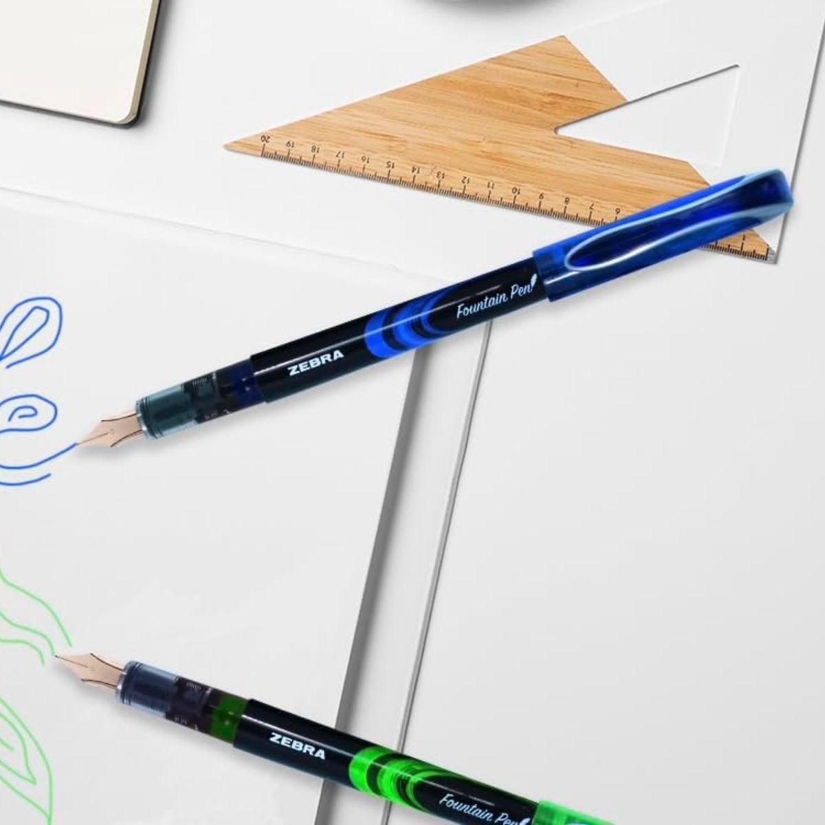 Pack 12 Pluma Fuente Z Fountain Pen Zebra Punta Metal Azul