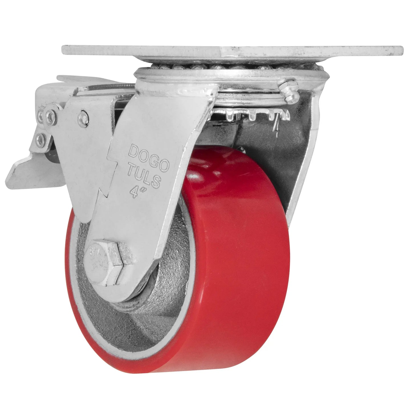 Rodaja Fierro PU Rojo 4" Dogotuls Giratoria con Freno - Dogotuls - contenido