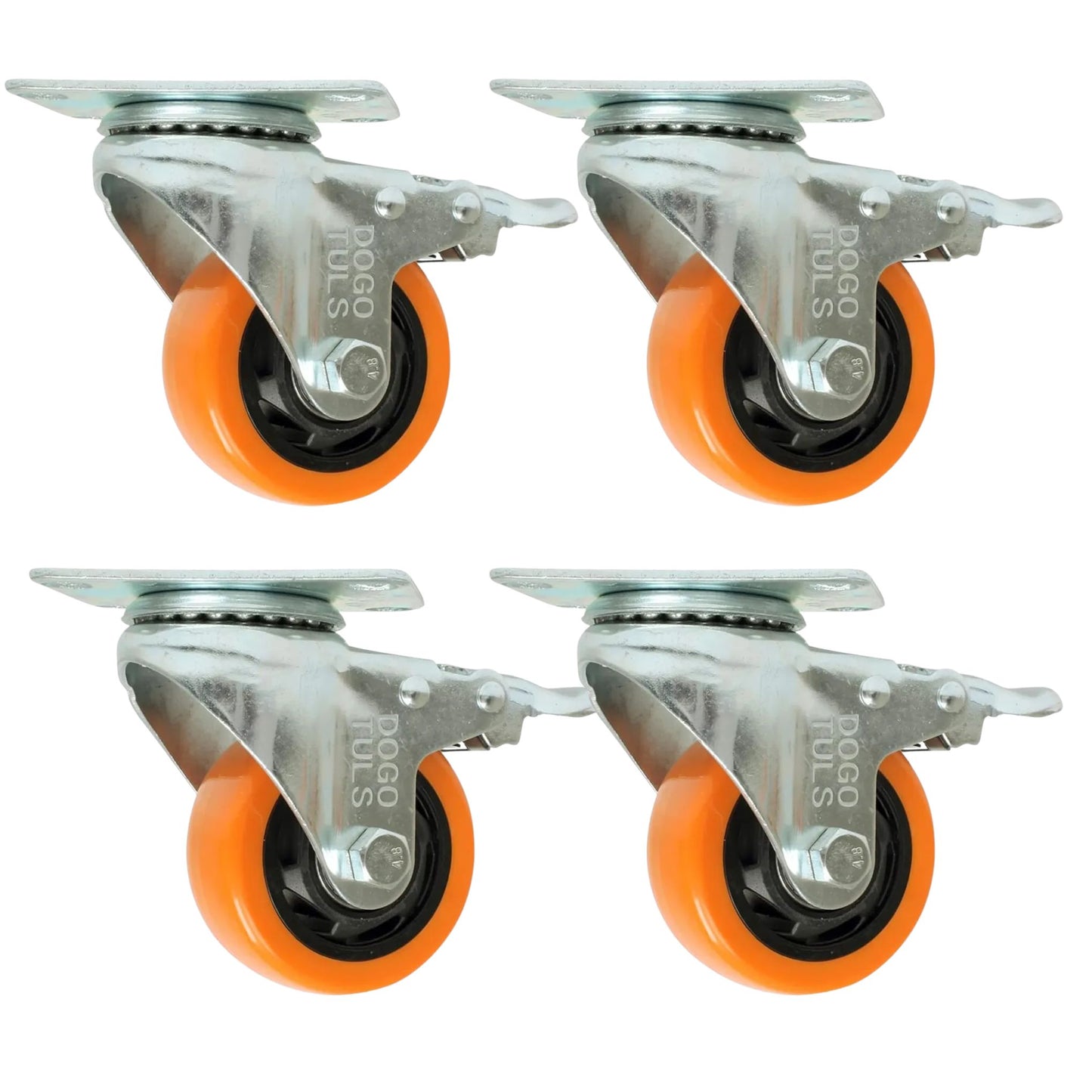 4pz Rodaja PVC Naranja Dogotuls Giratoria Freno 2 1/2"