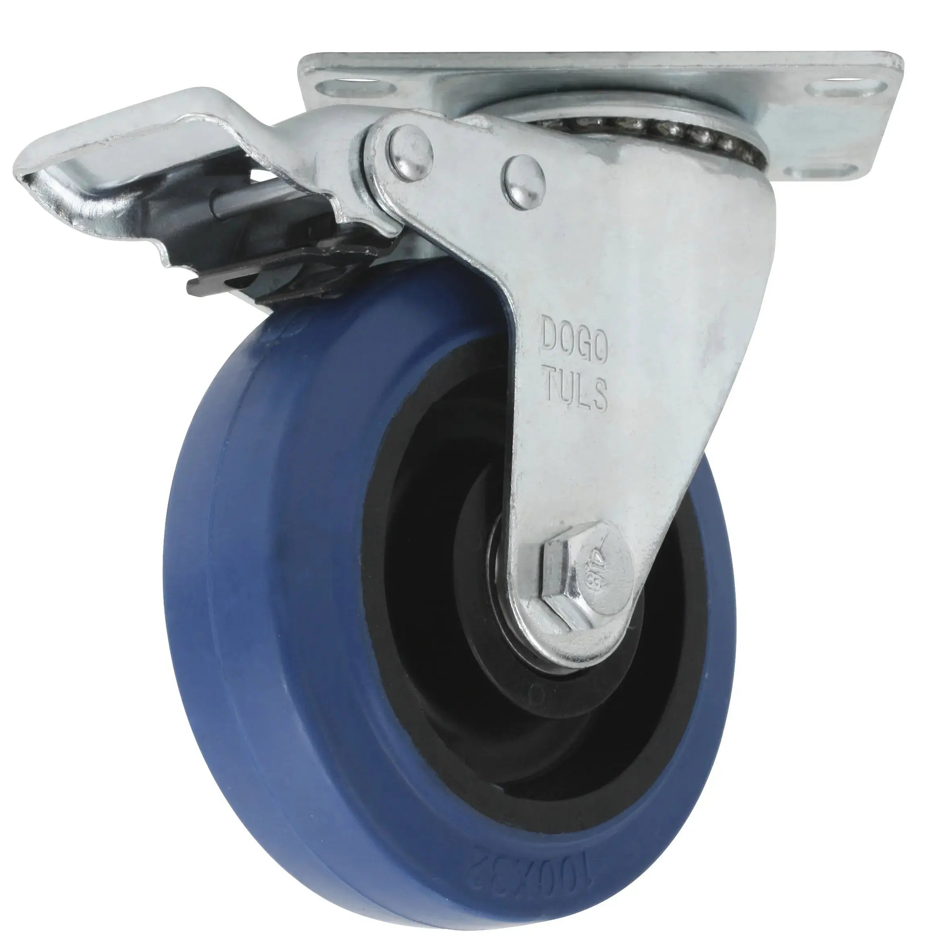 Rodaja Goma Elástica 4" Dogotuls Giratoria con Freno, Azul - Dogotuls - detalle