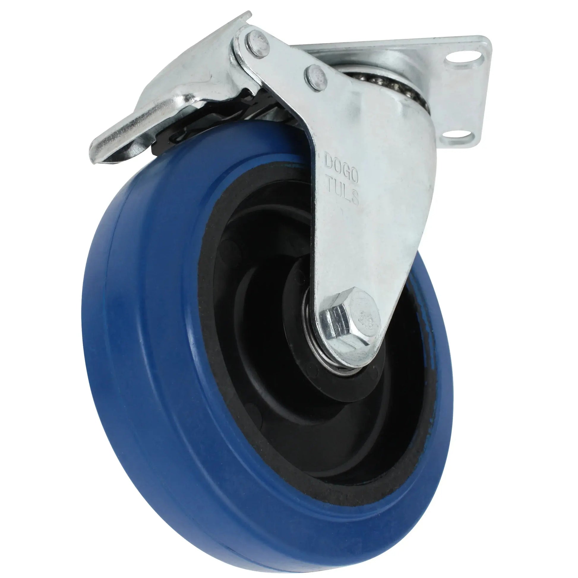Rodaja Goma Elástica 4" Dogotuls Giratoria con Freno, Azul - Dogotuls - vista lateral