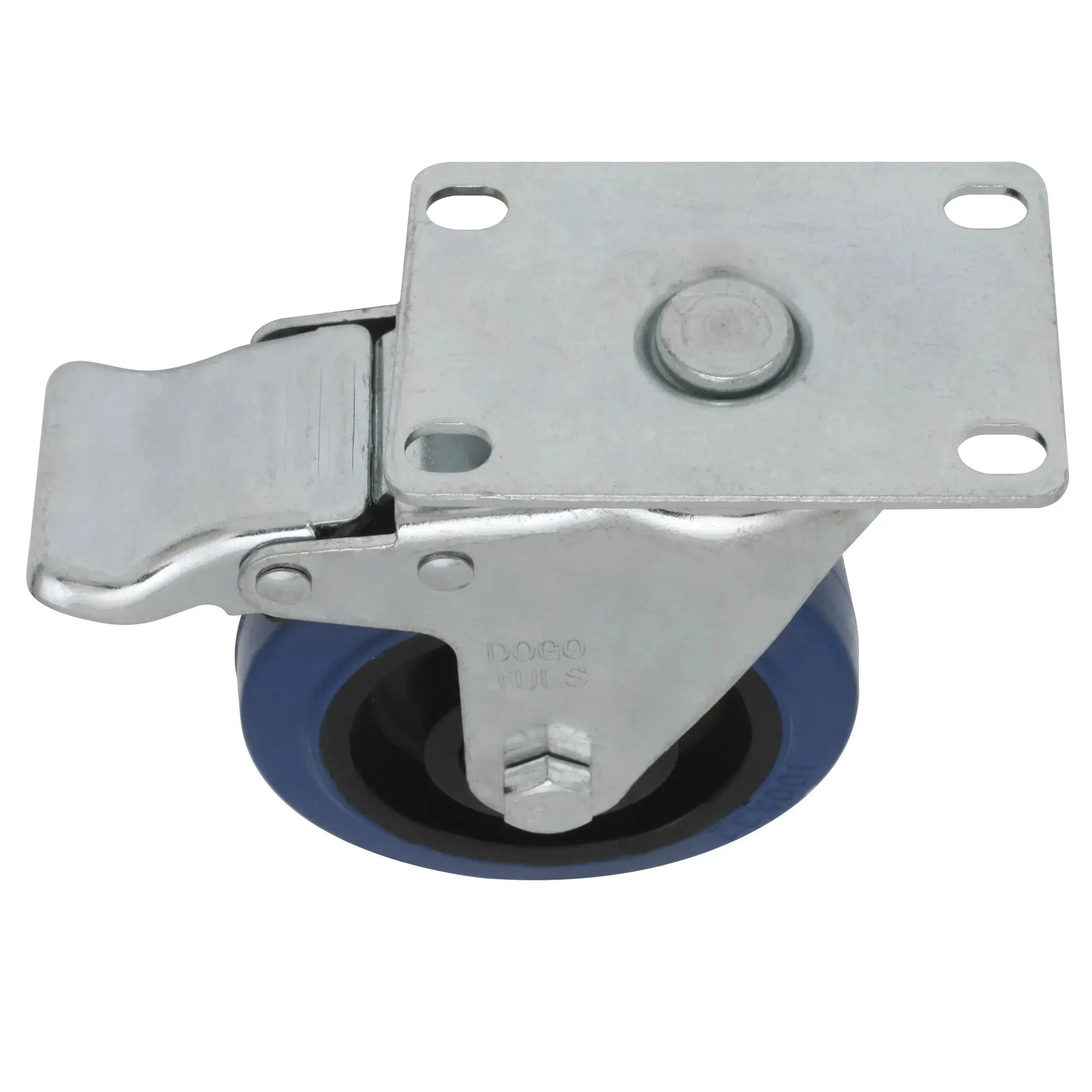 Rodaja Goma Elástica 4" Dogotuls Giratoria con Freno, Azul - Dogotuls